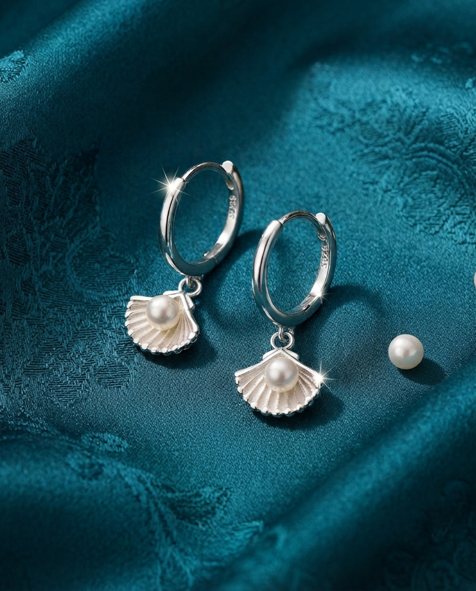 Sterling Silver Shell Drop Earrings