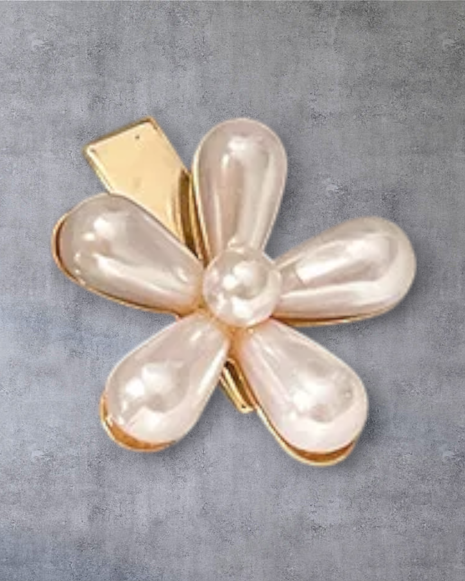 Geometric Alloy Pearl Hair Clip - White