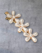 Geometric Alloy Pearl Hair Clip in White