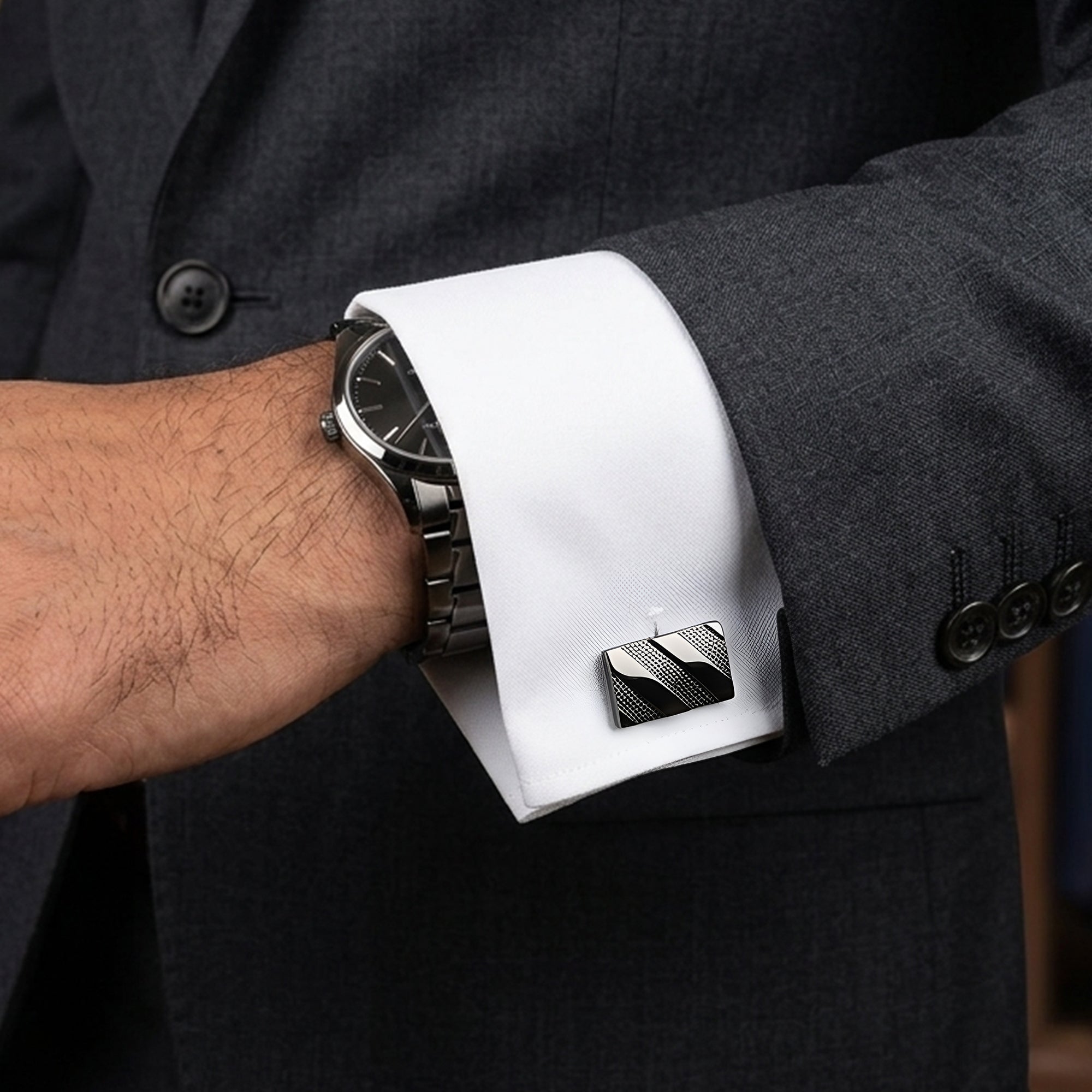 Black Cufflinks for French Shirt Style