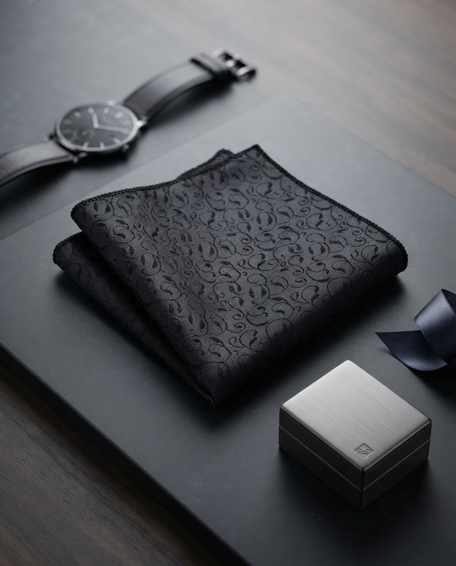 Black Paisley Unisex Pocket Square