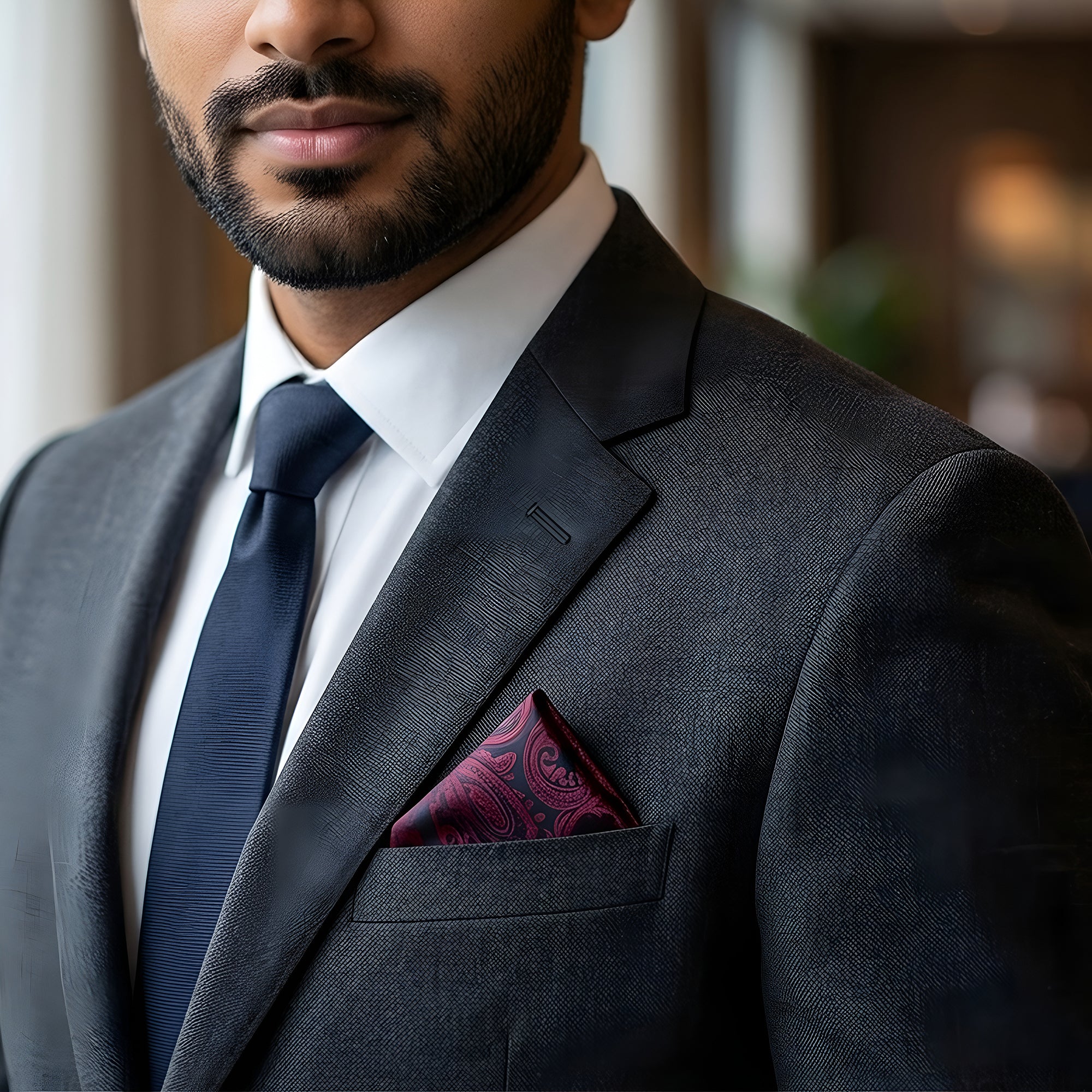 Burgundy Paisley Unisex Pocket Square