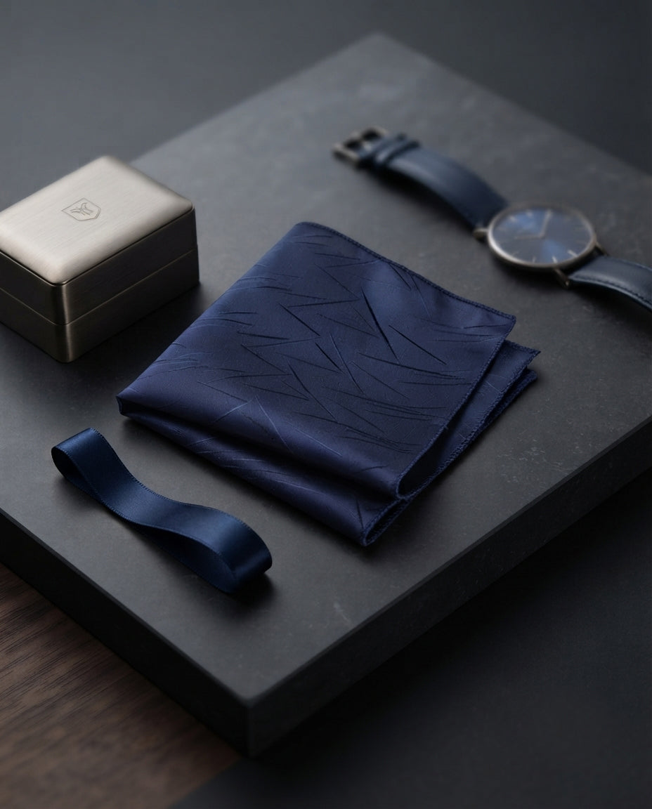 Navy Blue Paisley Unisex Pocket Square