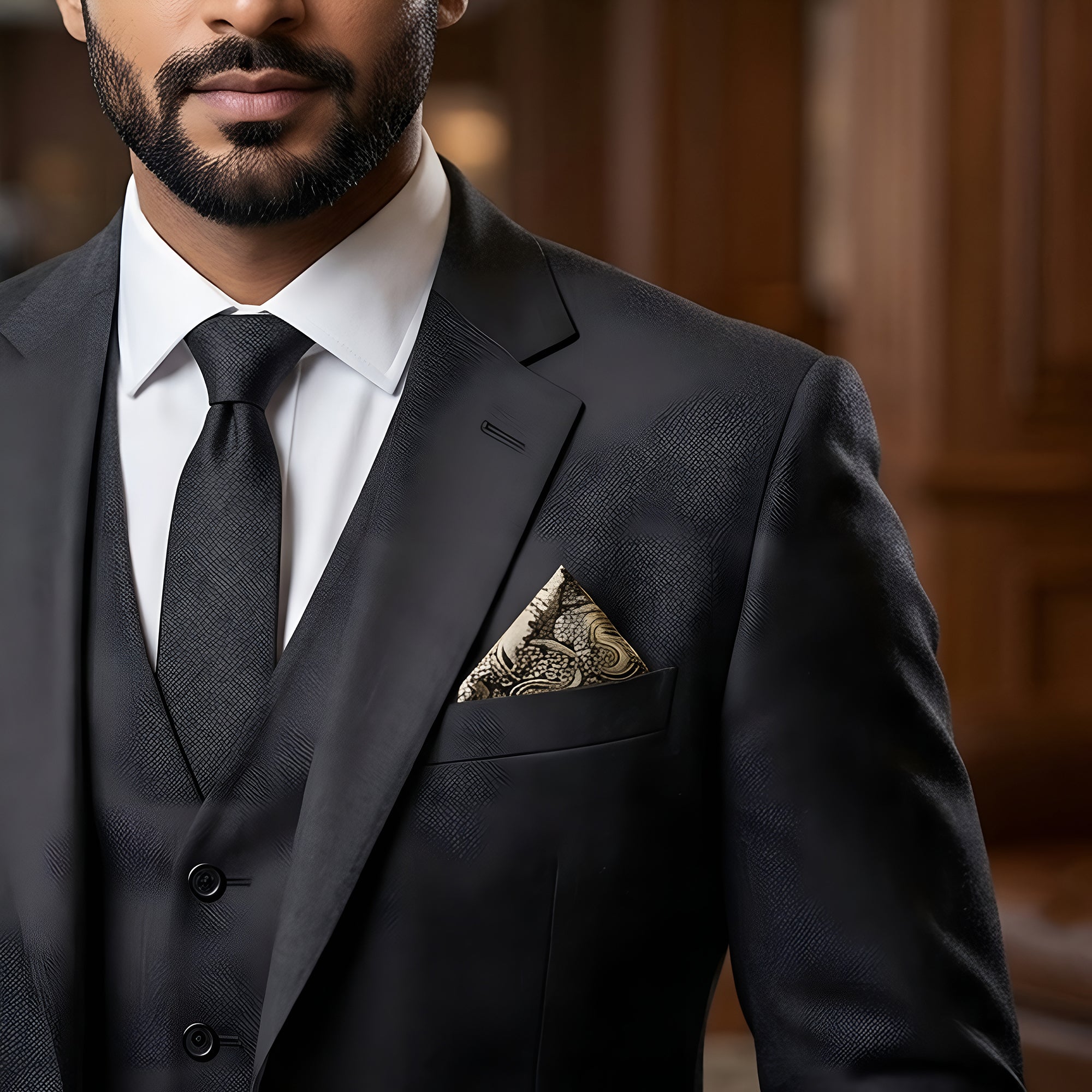 Gold Paisley Unisex Pocket Square