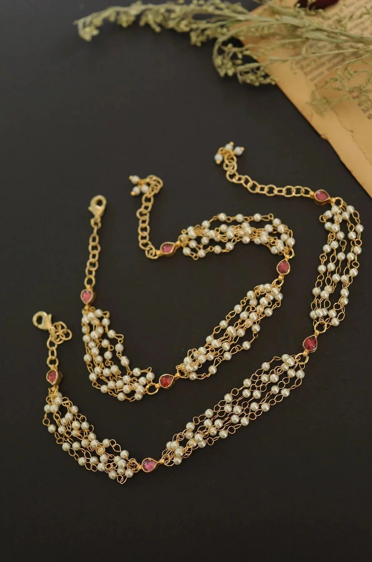 Elegant Pearl Line Anklets - Dyulokha