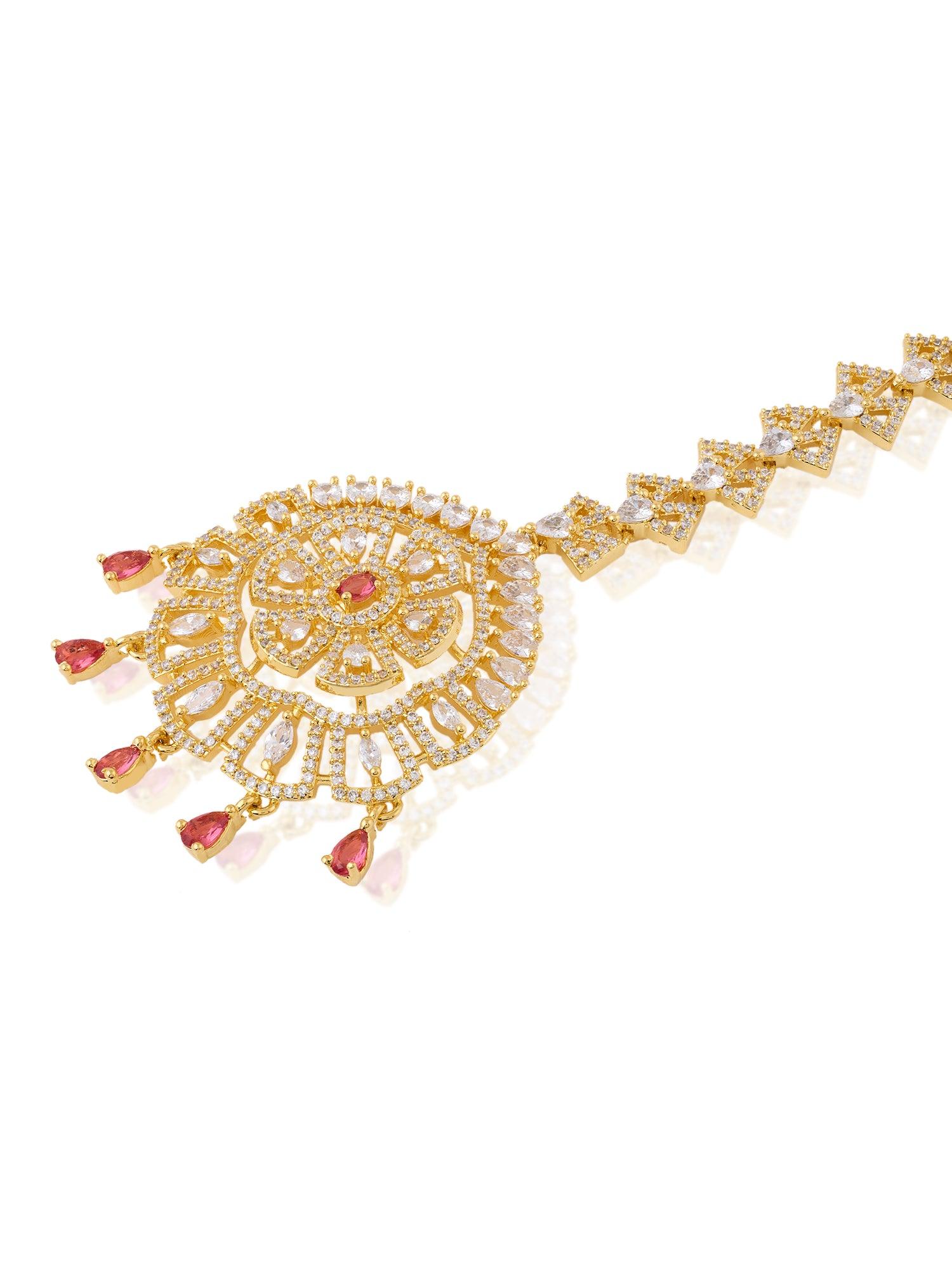 Opulent Charm Ruby CZ Maang Tikka - Dyulokha