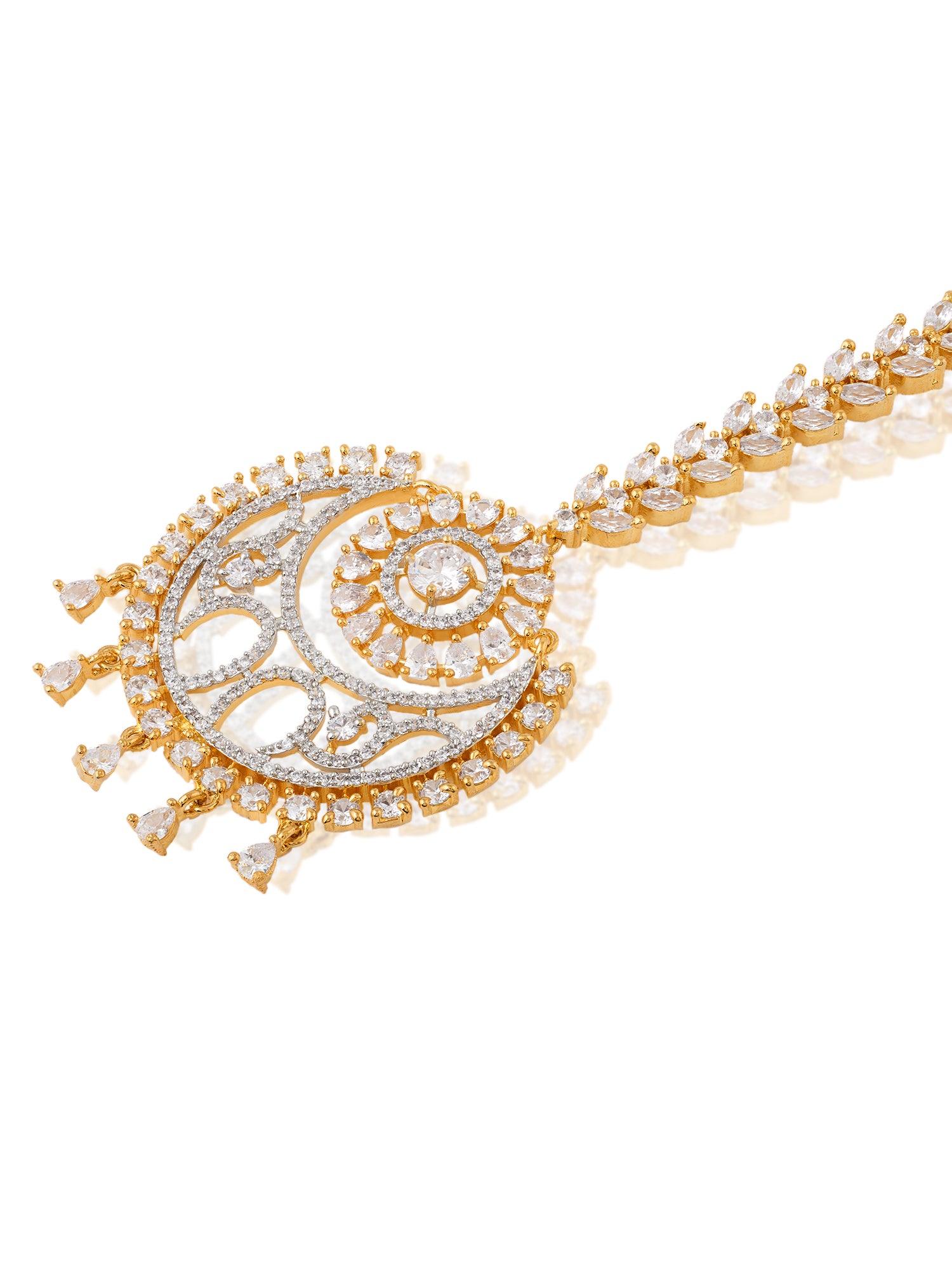 Perpetual Shine Gold CZ Maang Tikka - Dyulokha