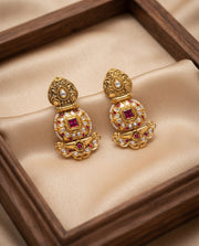 Temple Elegance Ruby Stone Earrings