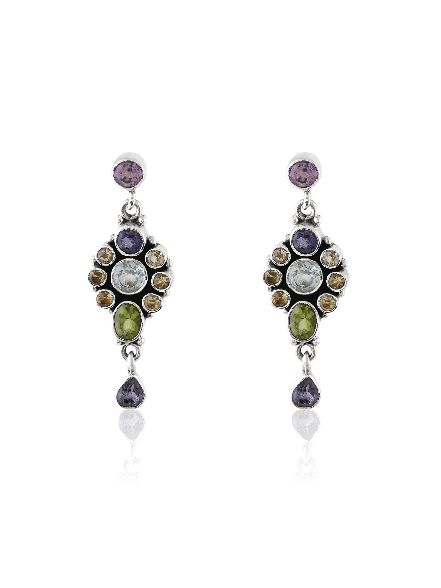 Color Symphony Vibrant Gemstone Danglers - Dyulokha