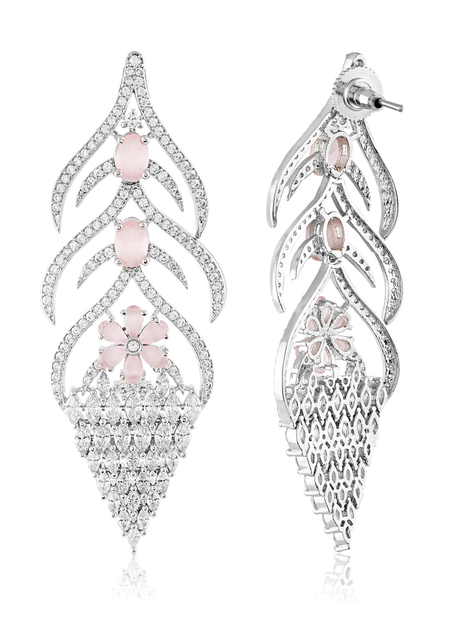 Rosy Steps Quartz Pink Dangler Earrings - Dyulokha