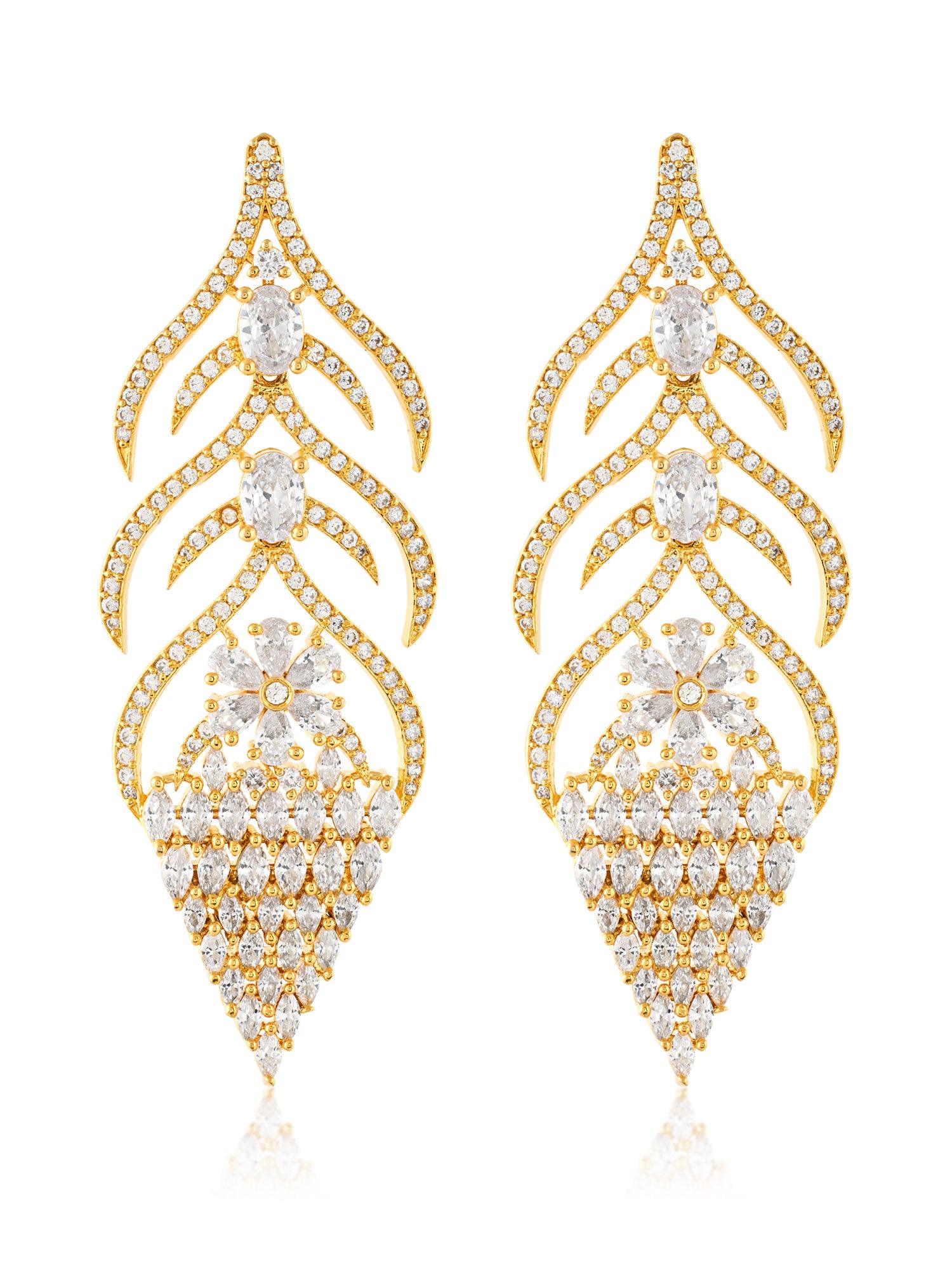 Golden Gleam CZ Dangler Earrings - Dyulokha