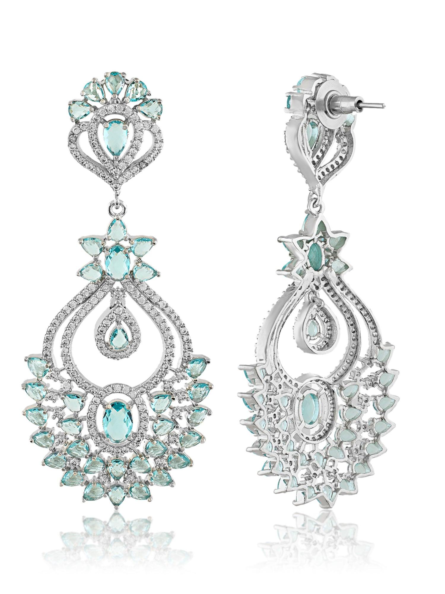 Serene Elegance Aqua CZ Danglers - Dyulokha
