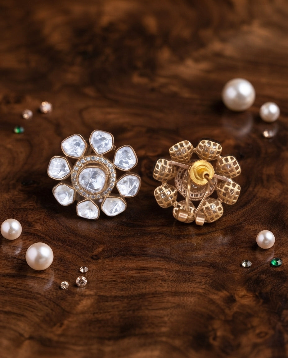 Gilded Blooms Polki Floral Studs