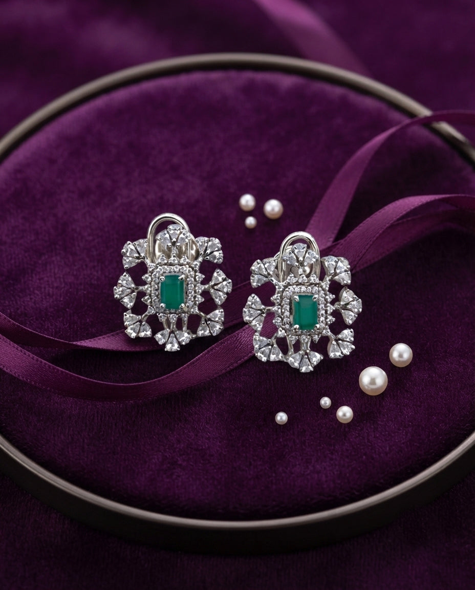 Emerald Sparkle CZ Earrings