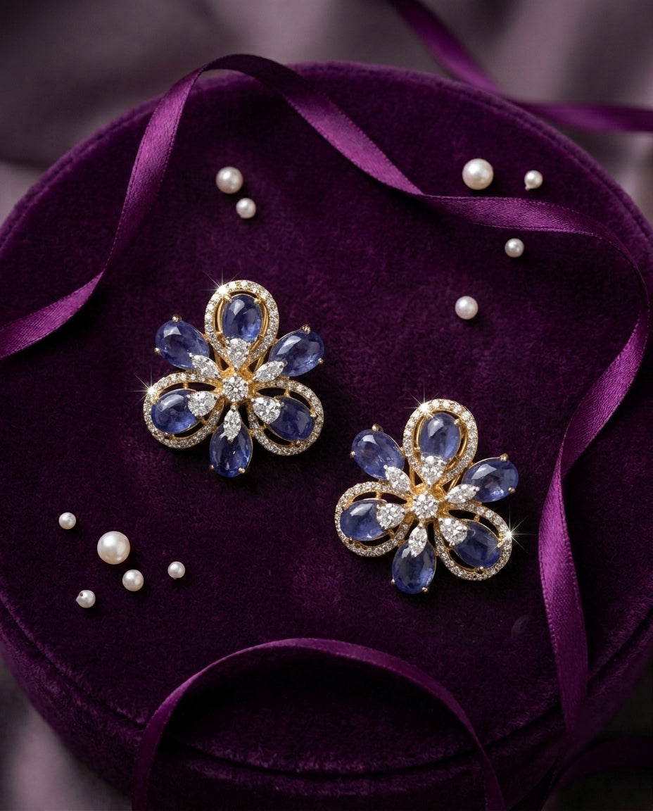 Tanzanite Blossom Floral Earrings
