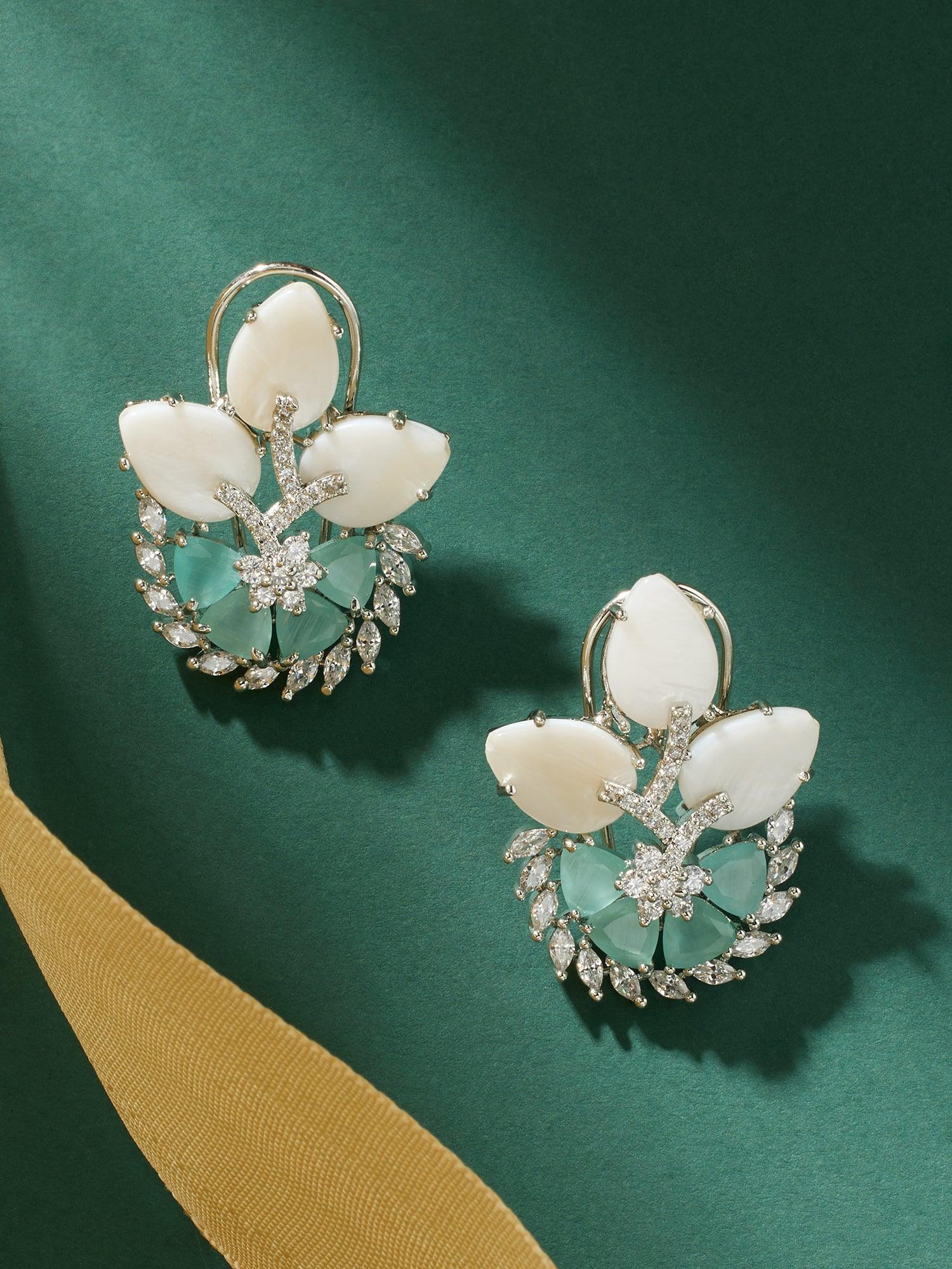 Verdant Bliss Mint Studs Earrings - Dyulokha