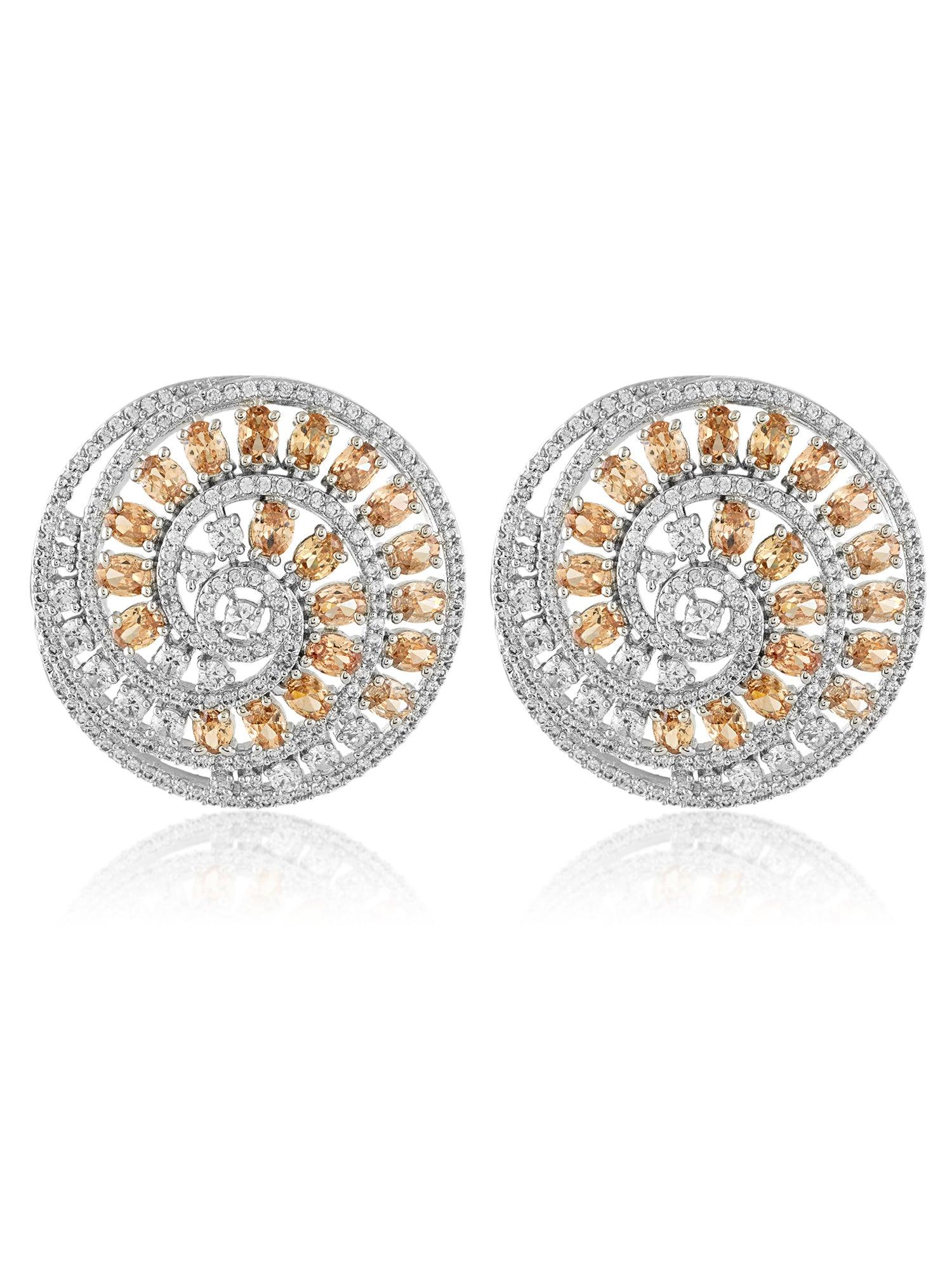 Glisten Curves Swirly CZ Stud Earrings - Dyulokha