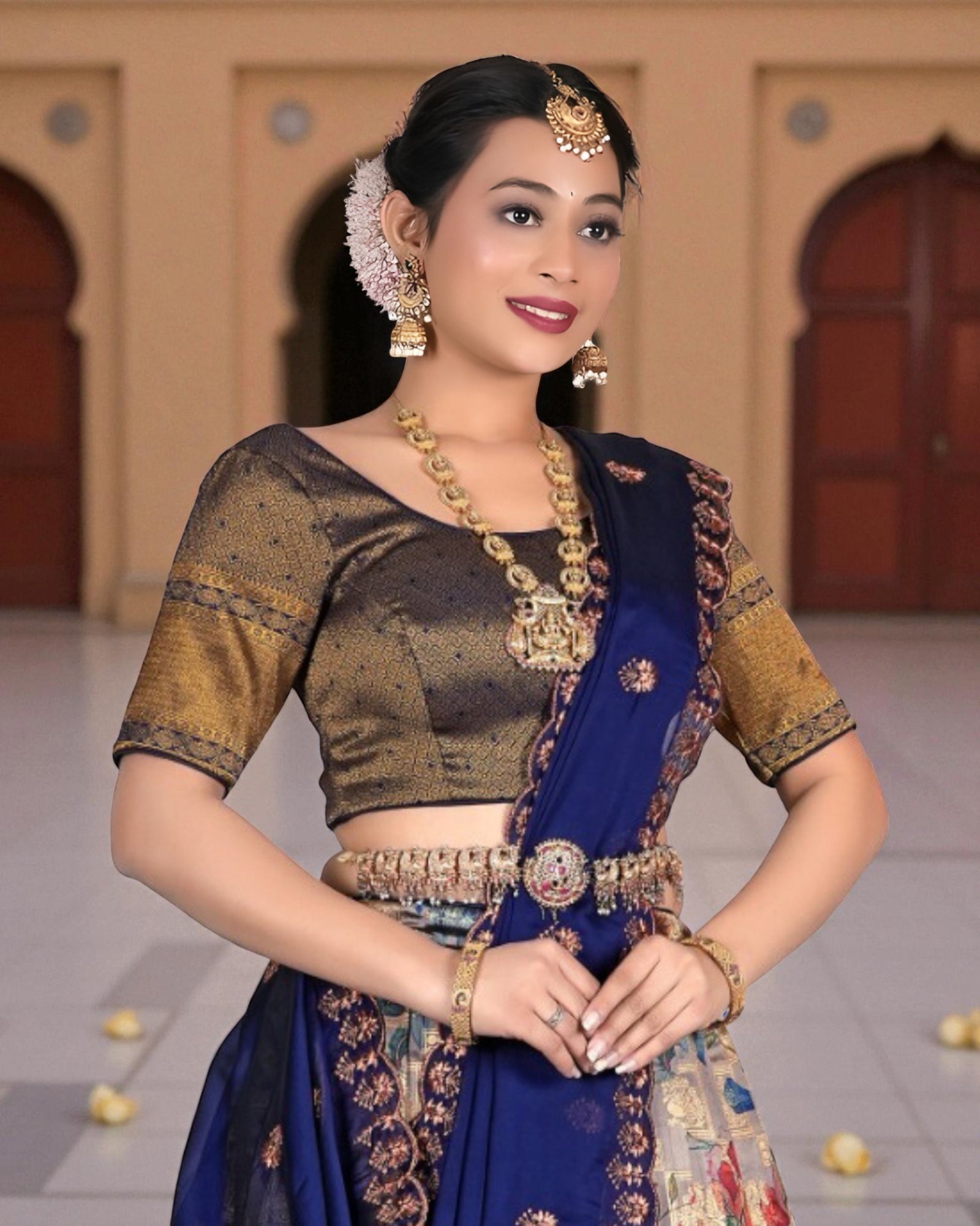 Banglori Slub Silk Lehenga with Zari Work