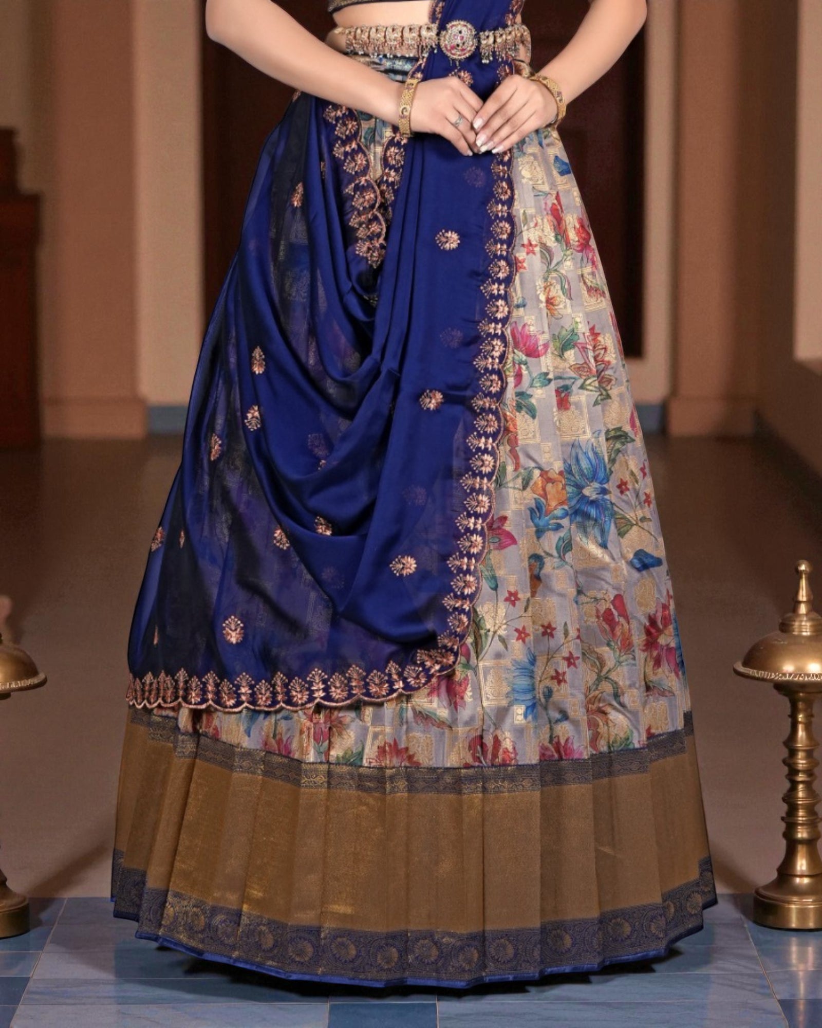 Banglori Slub Silk Lehenga with Zari Work