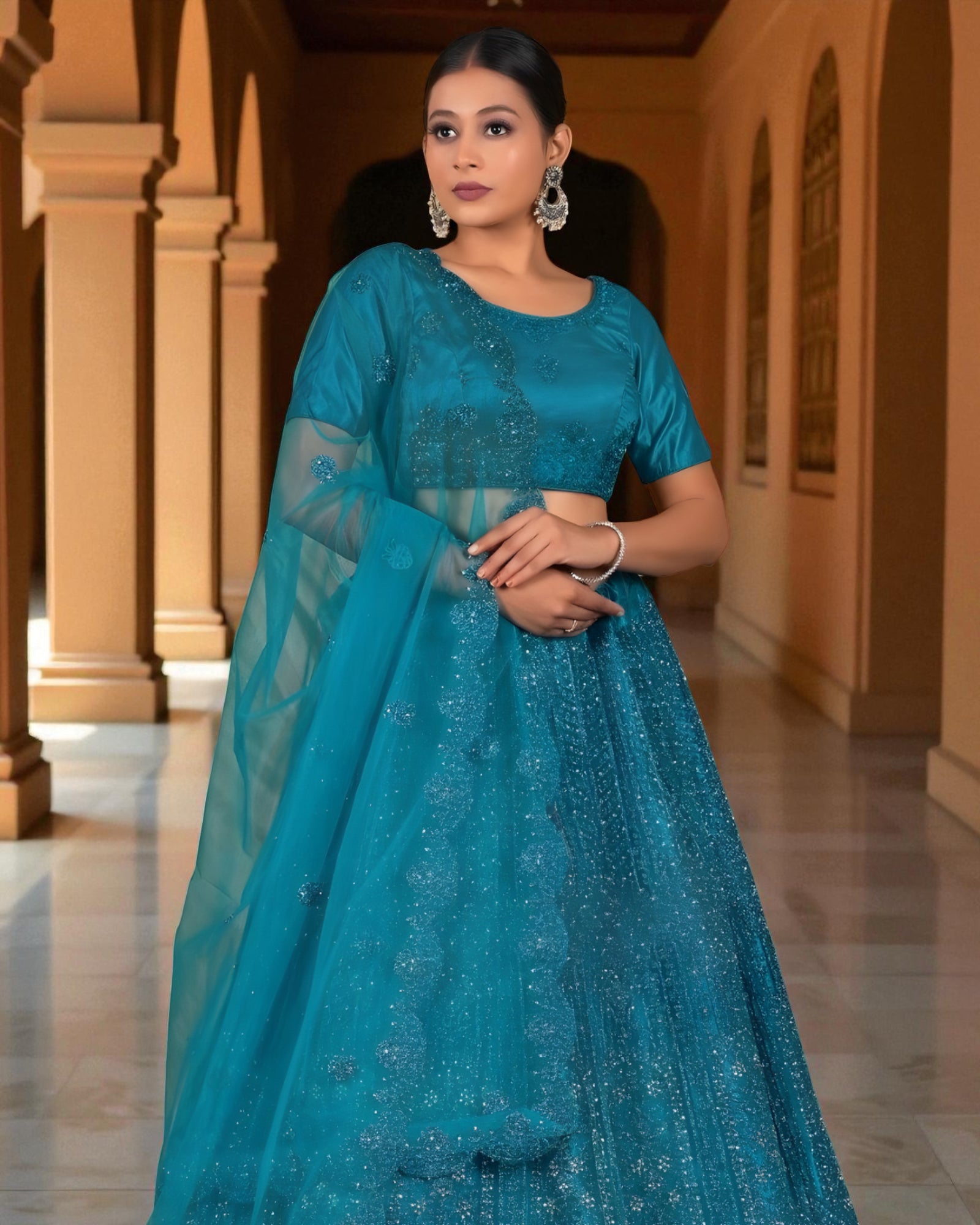 Artistic Embellished Semi Stitched Lehenga Set