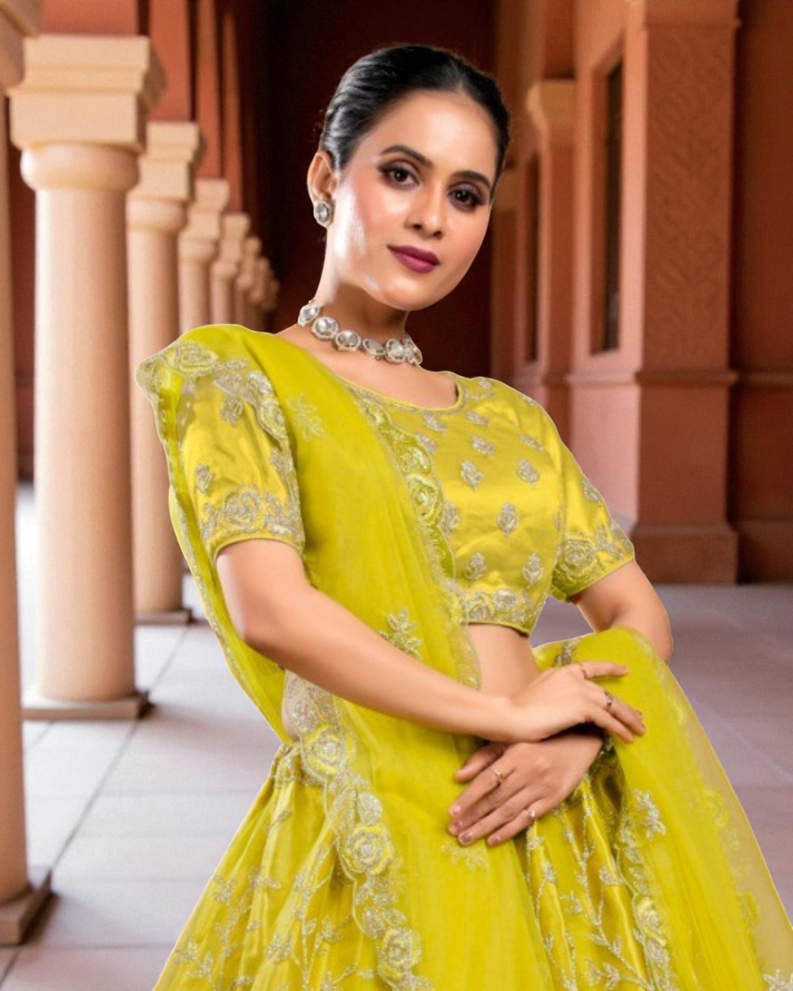 Fusion Embroidered Lehenga Set
