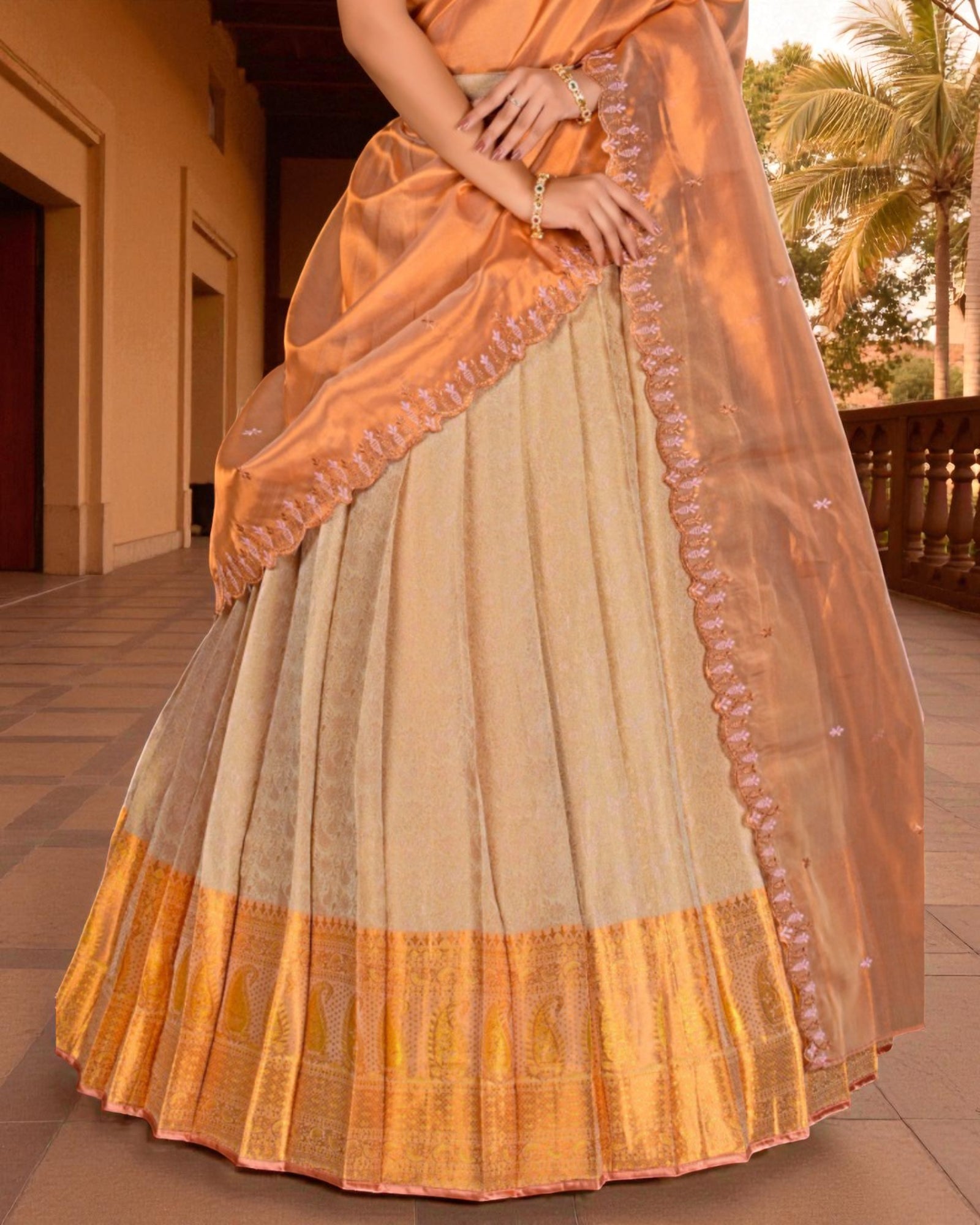 Intricate Zari Half Saree