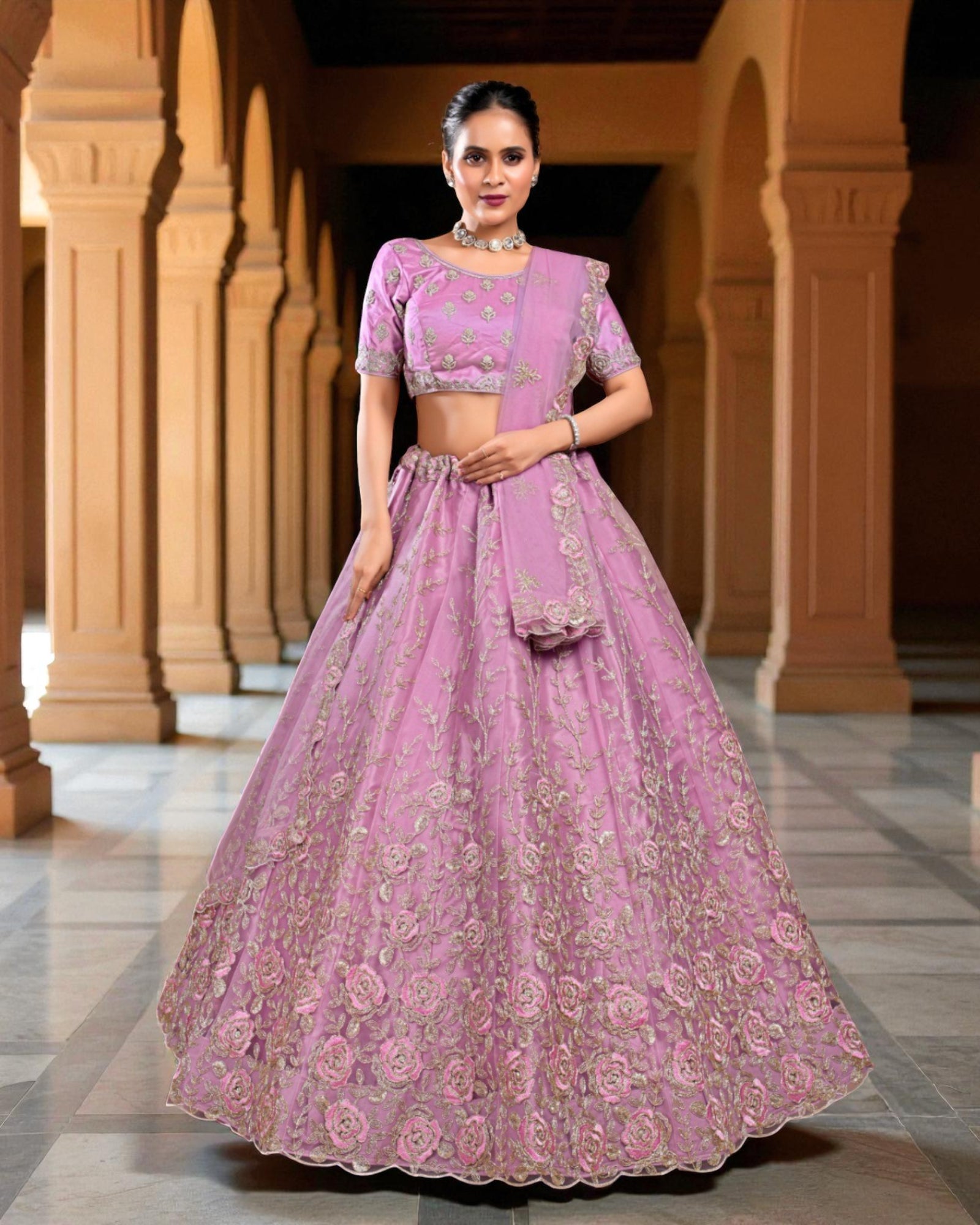 Baby Pink Cotton Embroidered Pakistani Suit