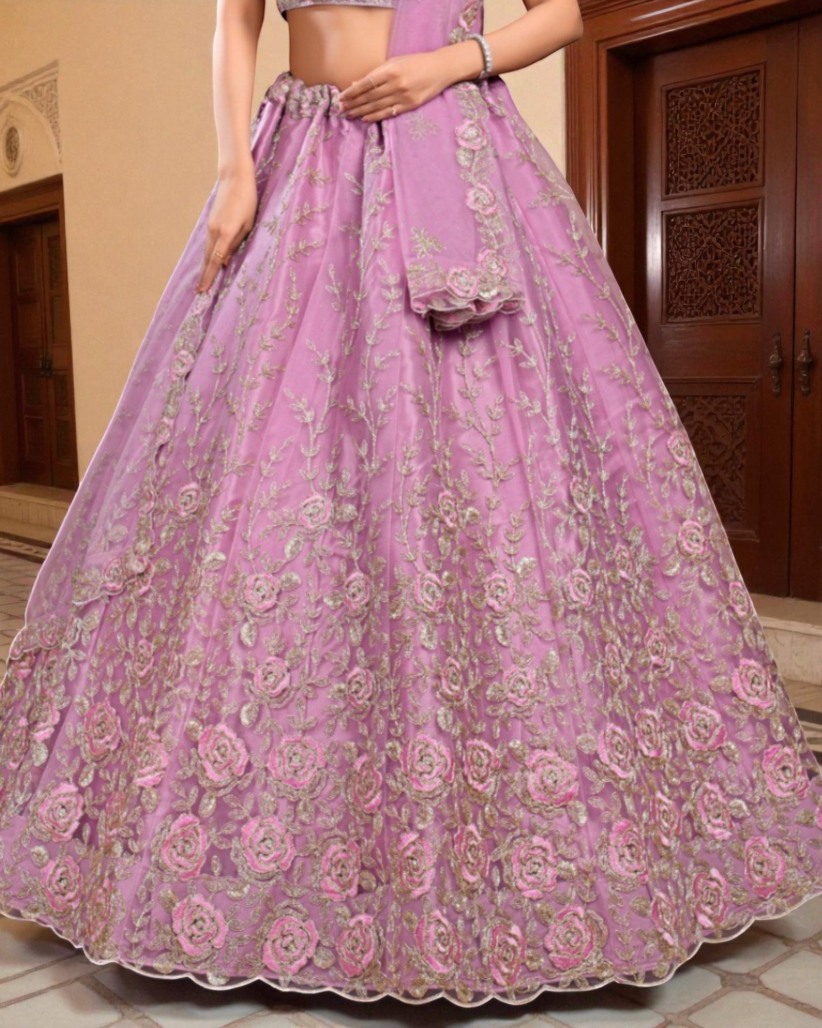Baby Pink Cotton Embroidered Pakistani Suit