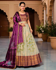 Floral Zari Detailed Semi Stitched Lehenga