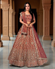 Embroidered Semi Stitched Bridal Lehenga Set