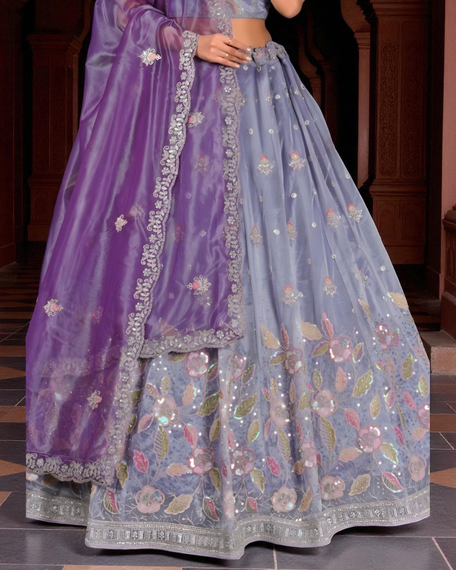 Threadwork Bead Embroidered Lehenga Set