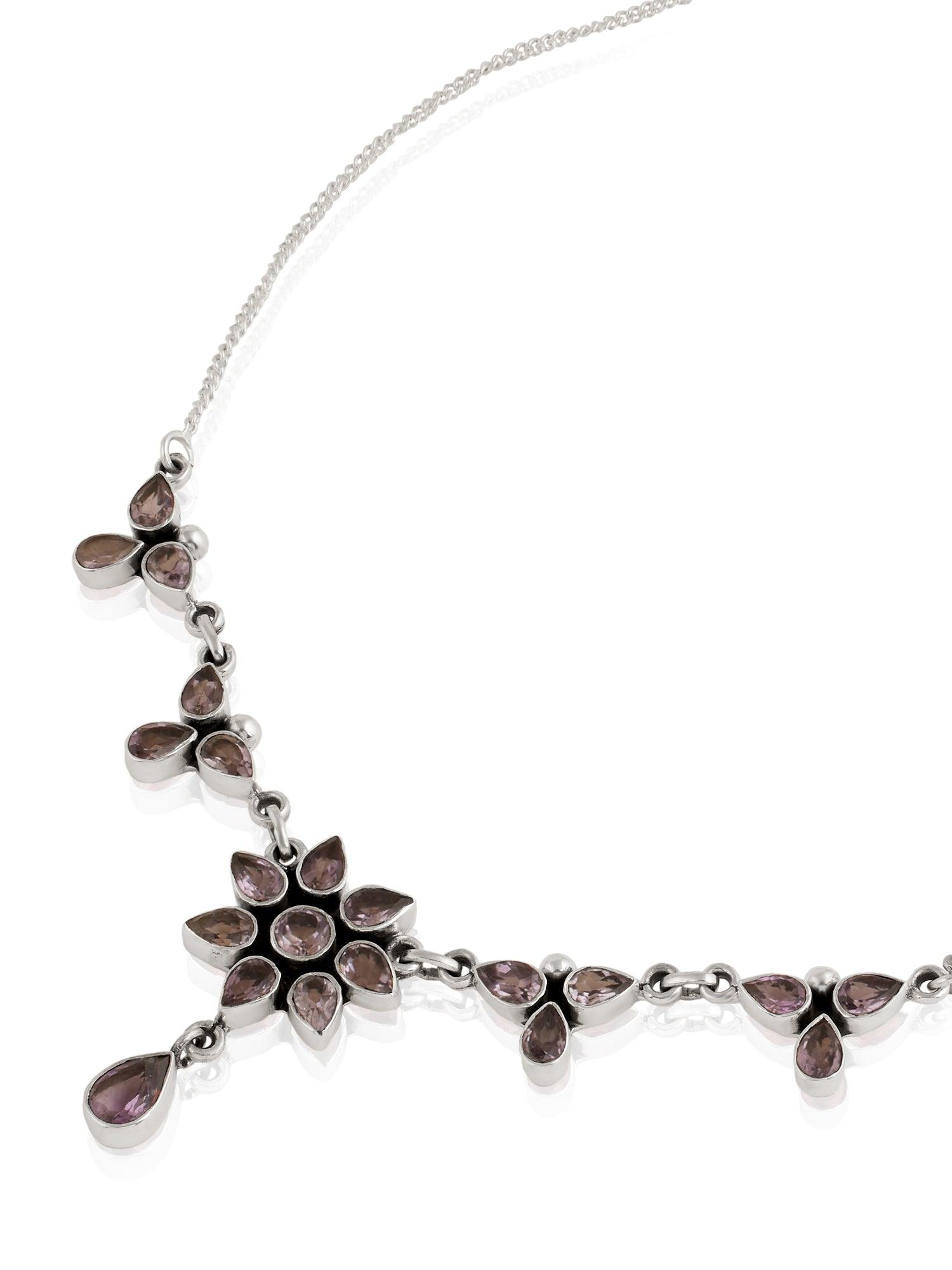 Whimsical Blossoms Amethyst Flower Necklace - Dyulokha