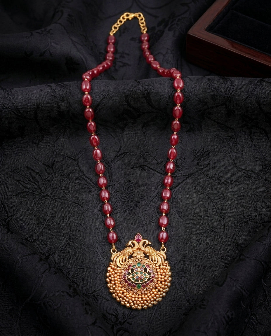 Ruby Temple Pendant Necklace