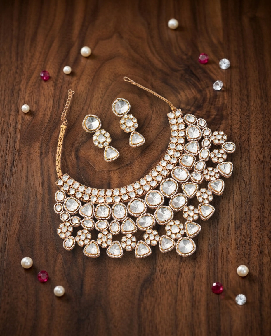 Regal Fusion Polki Kundan Necklace Set