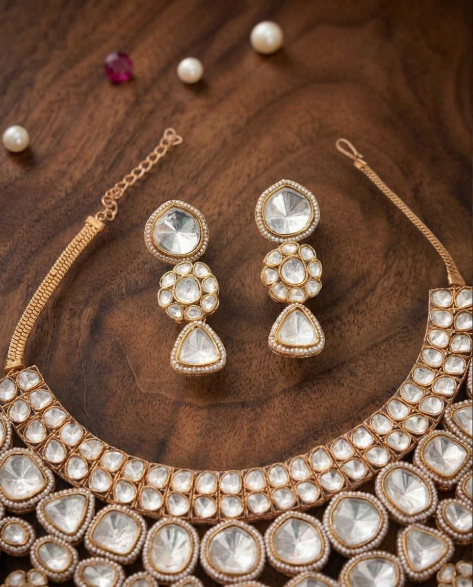 Regal Fusion Polki Kundan Necklace Set