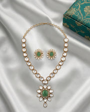 Moissanite Emerald Victorian Necklace Set