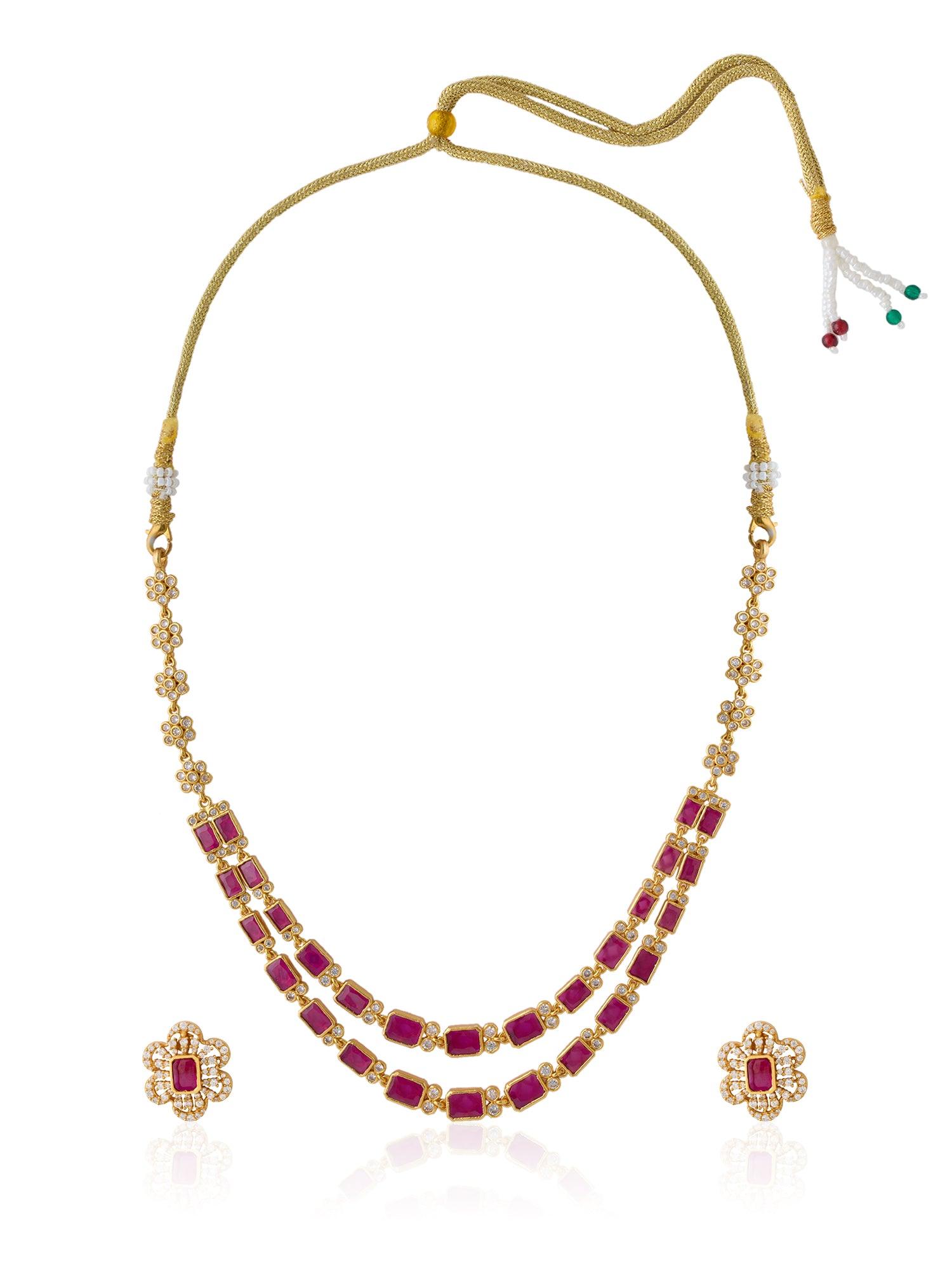 Crimson Luxe Ruby Necklace Set - Dyulokha