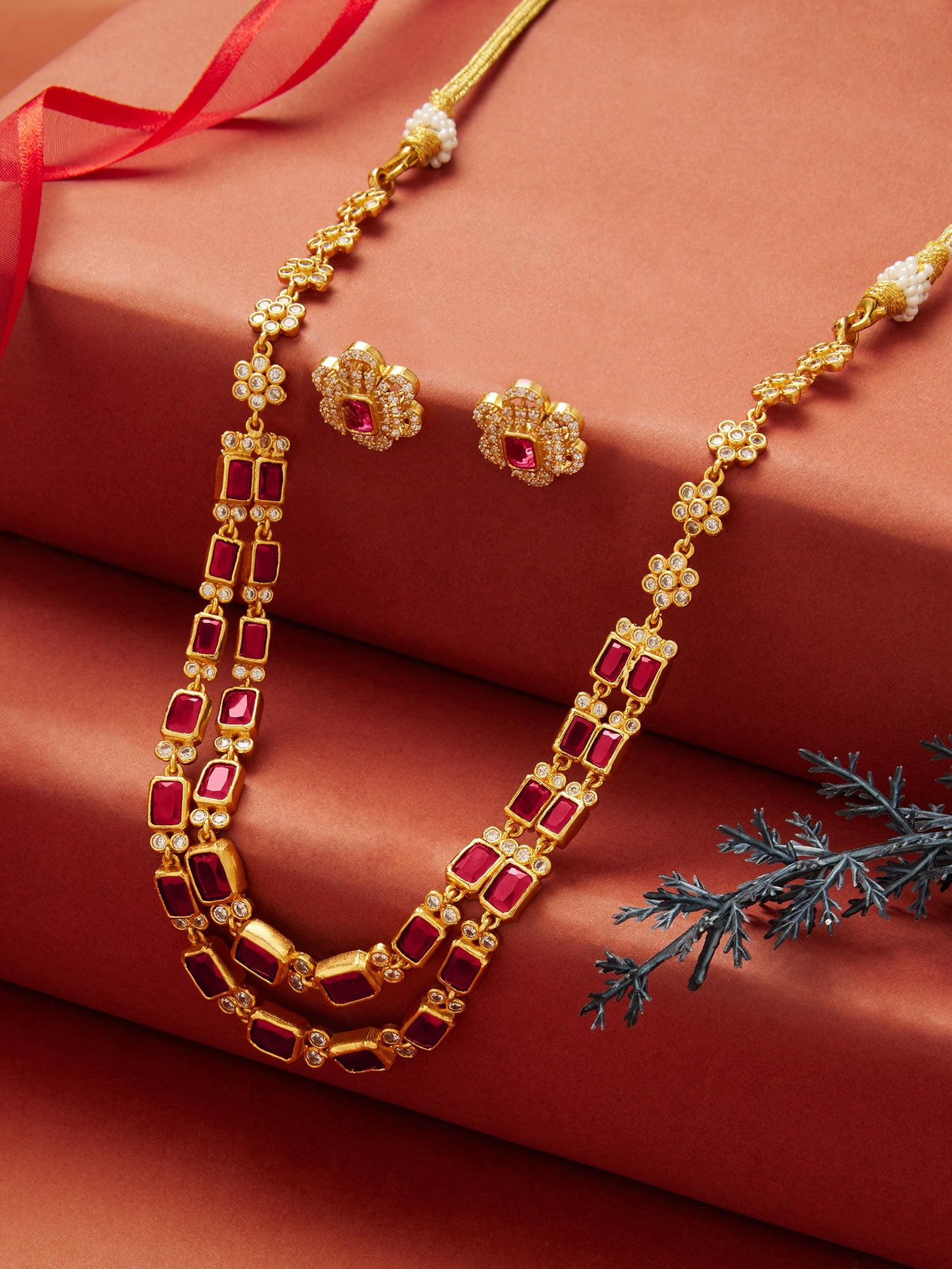 Crimson Luxe Ruby Necklace Set - Dyulokha