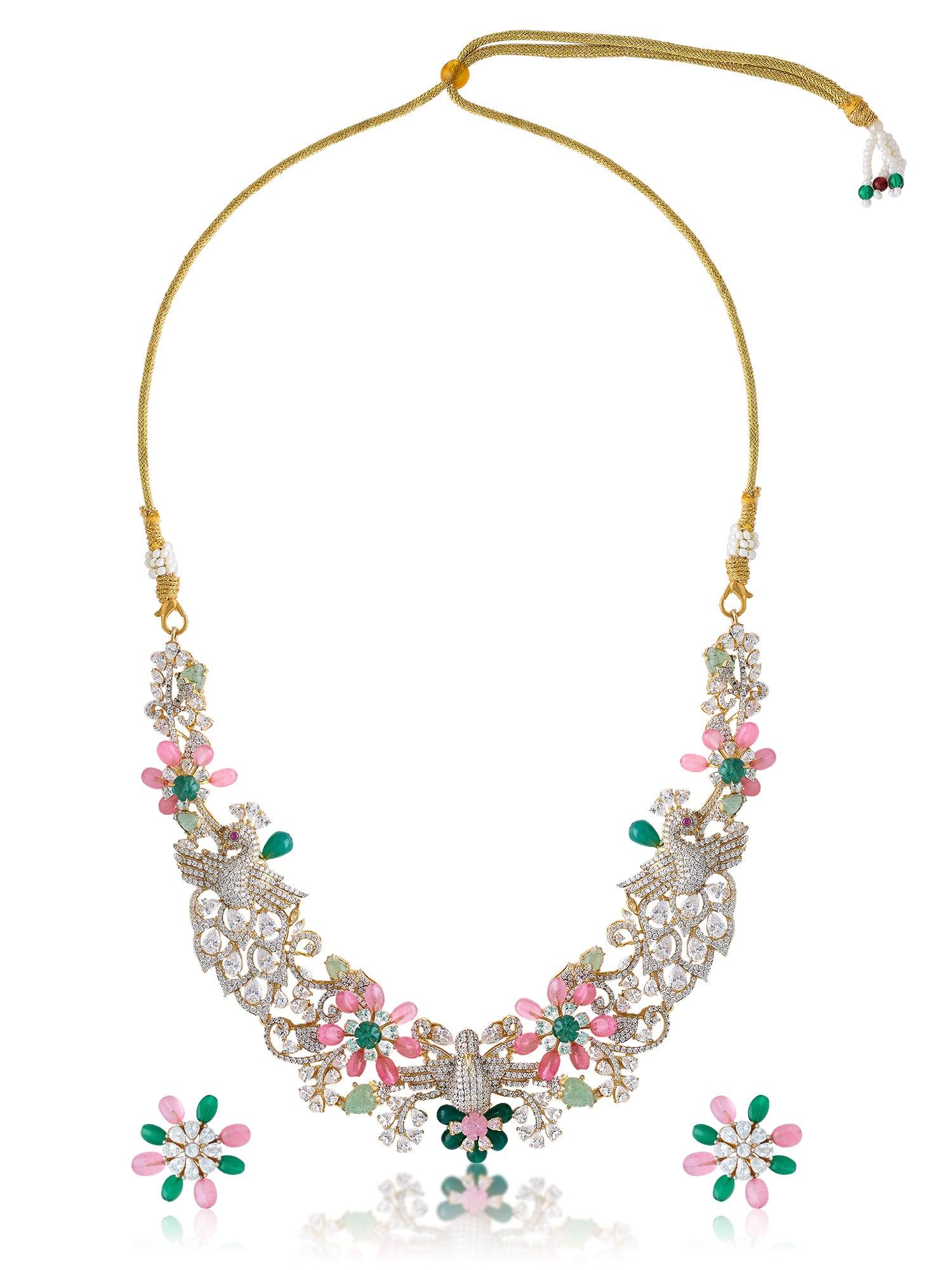 Luxurious Vibrance Coral Necklace Set - Dyulokha