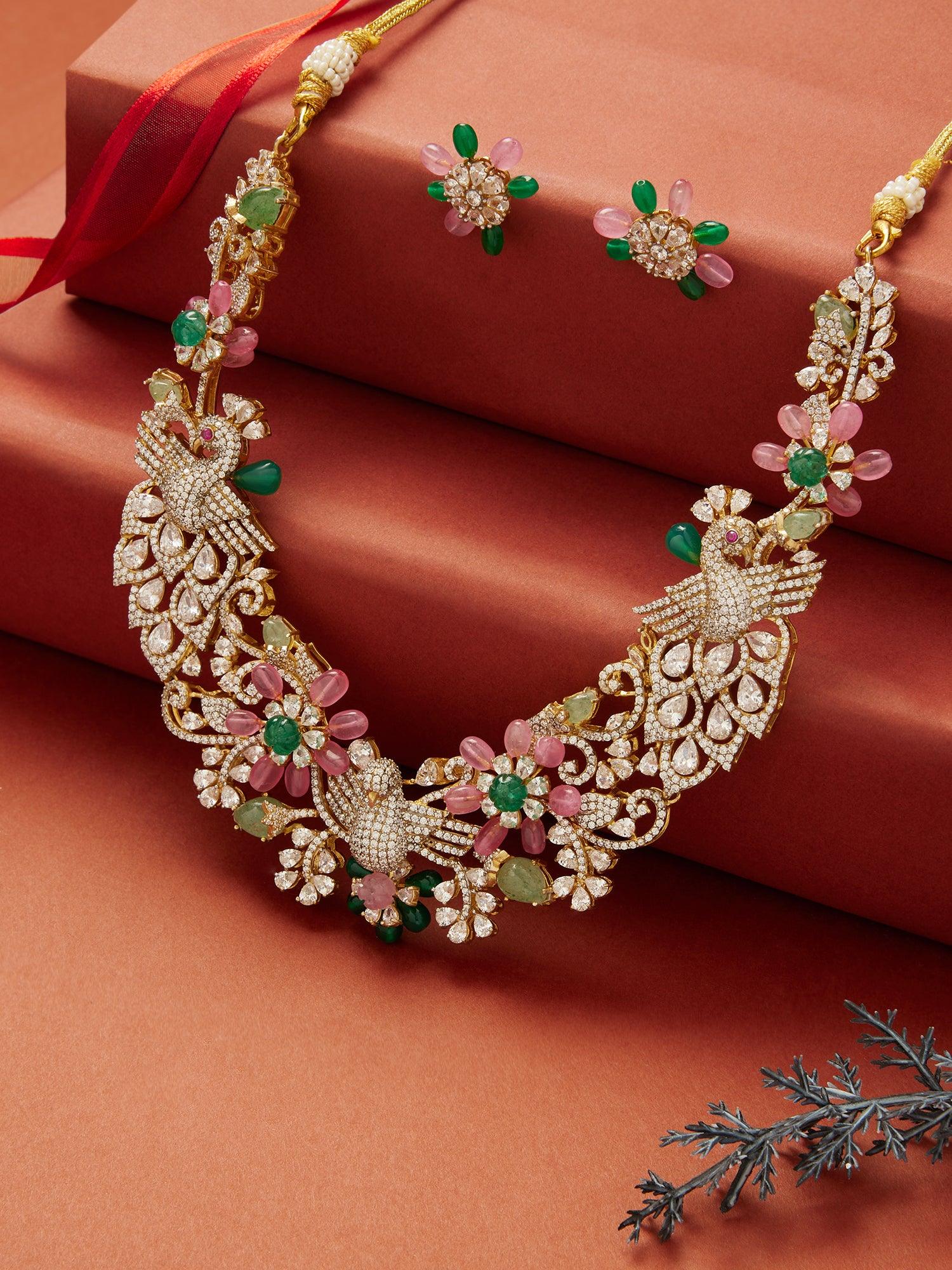 Luxurious Vibrance Coral Necklace Set - Dyulokha