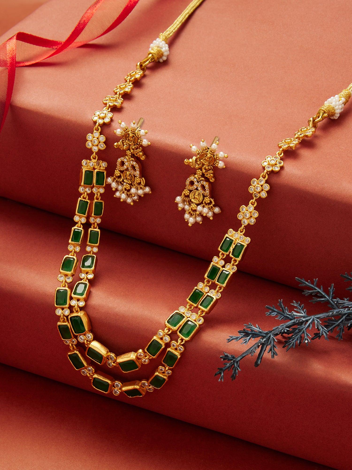 Rich Elegance Emerald Necklace Set - Dyulokha