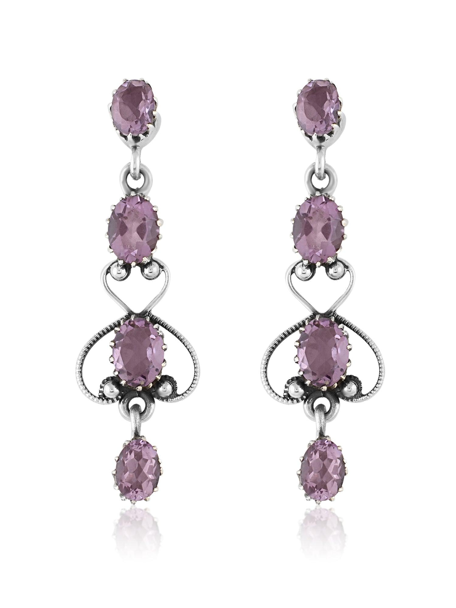 Violet Enchantment Amethyst Danglers - Dyulokha