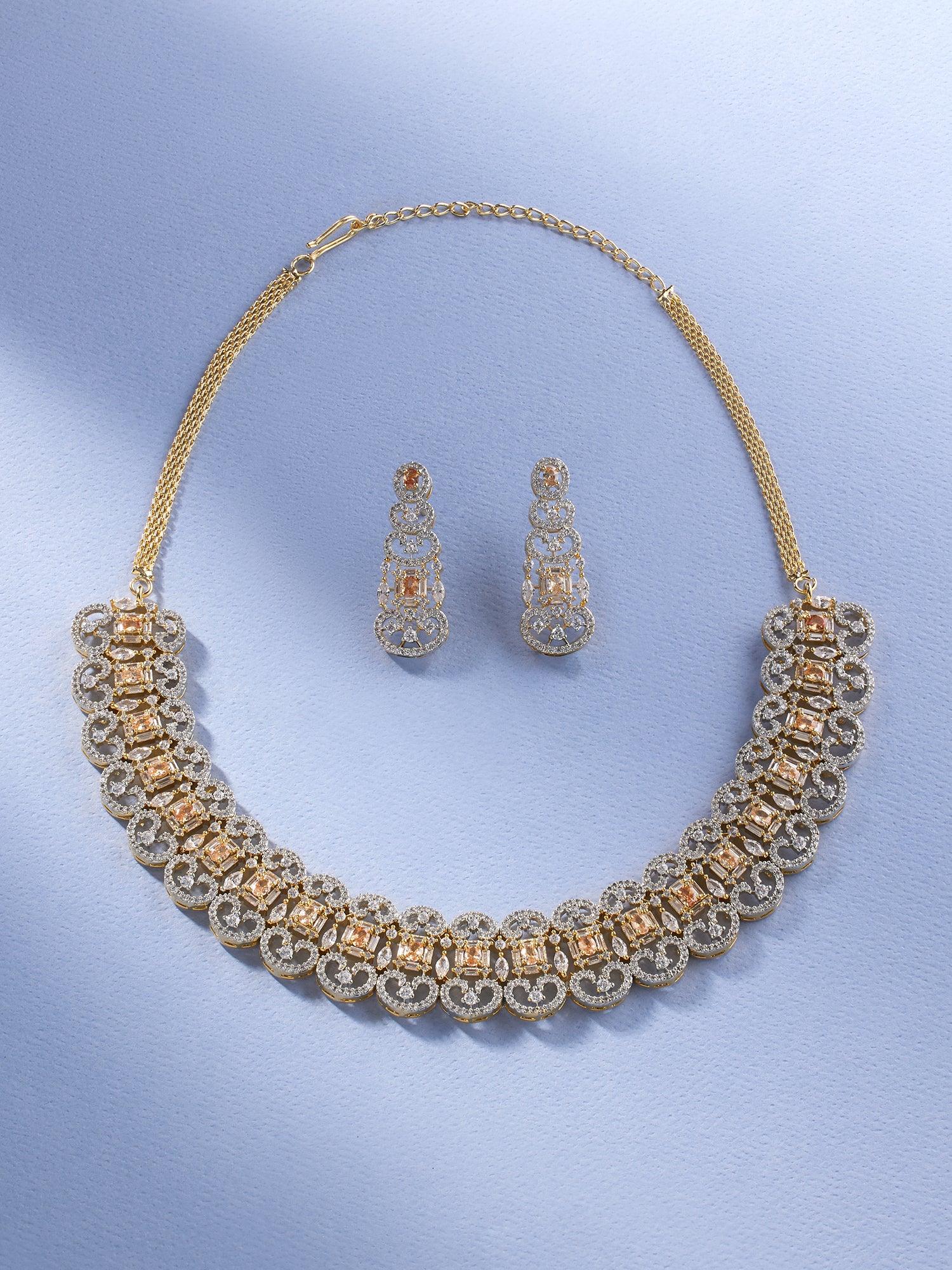 Golden Halo Topaz Necklace Set - Dyulokha