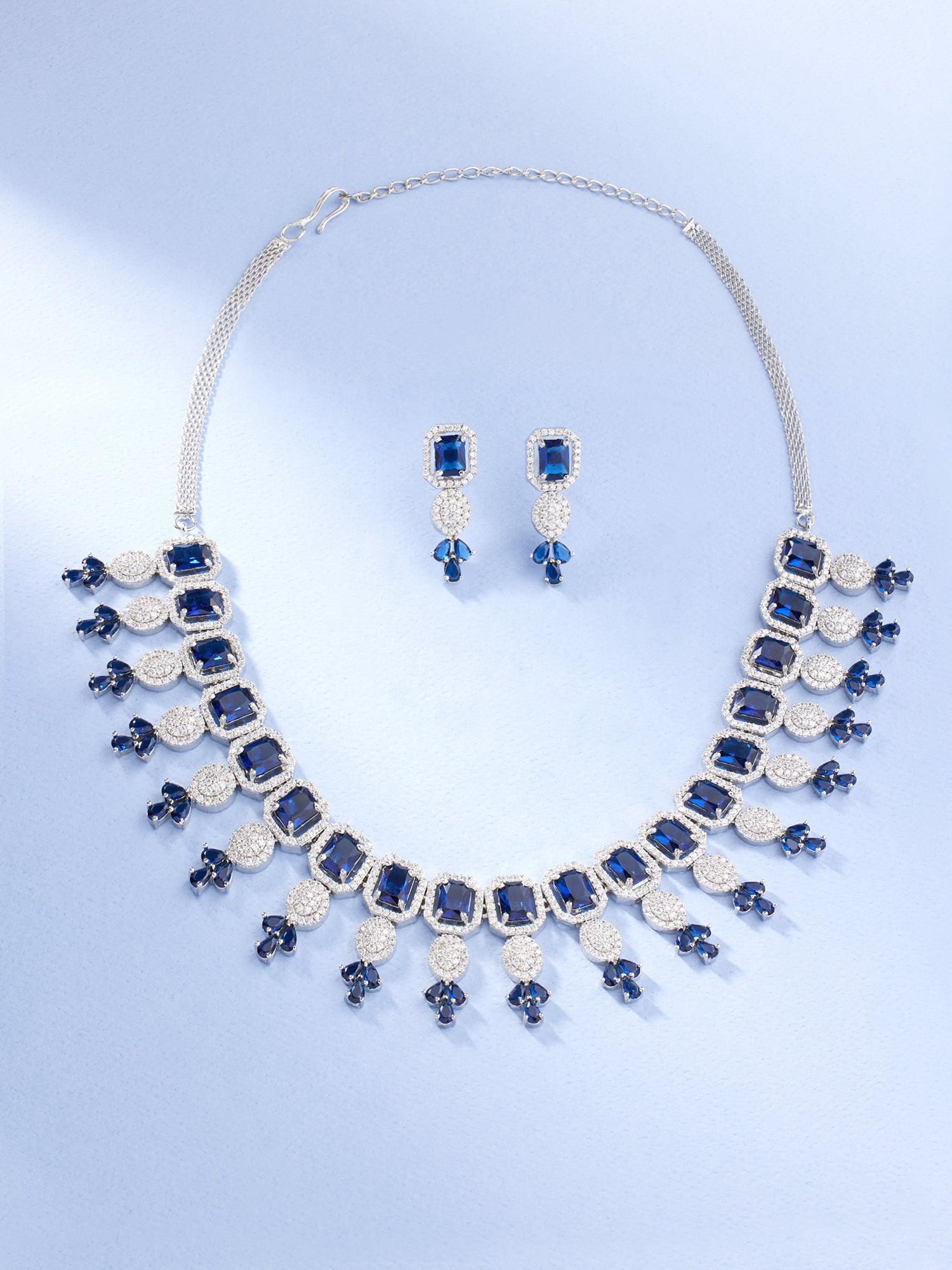 Sapphire and czs necklace set - Dyulokha
