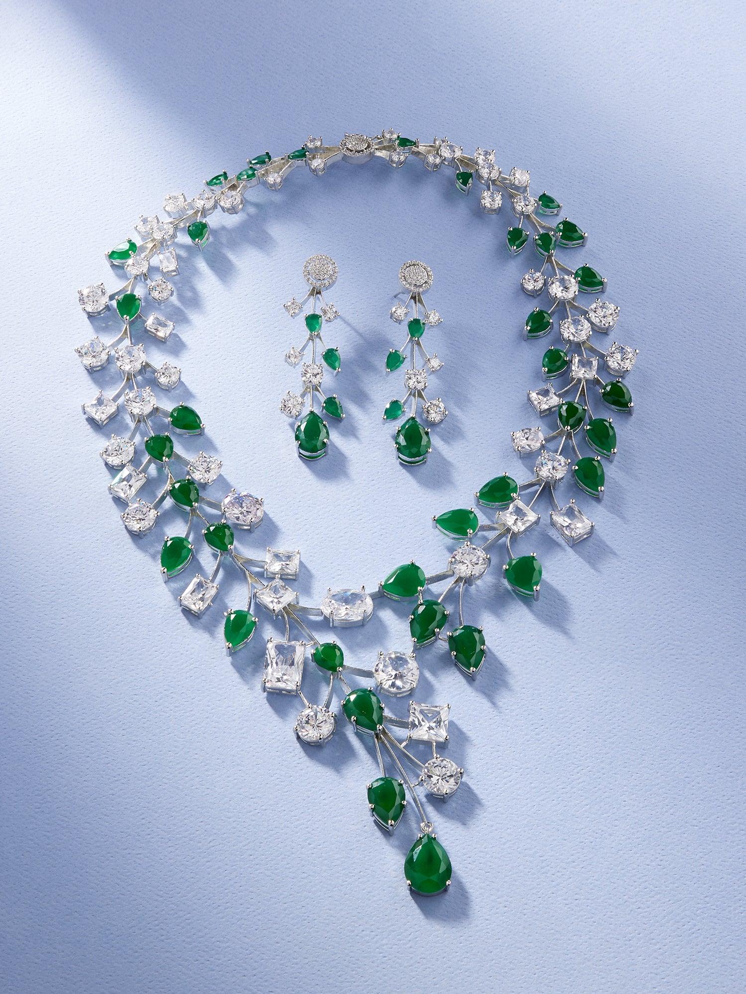 Ablaze Prestige Emerald Necklace set - Dyulokha
