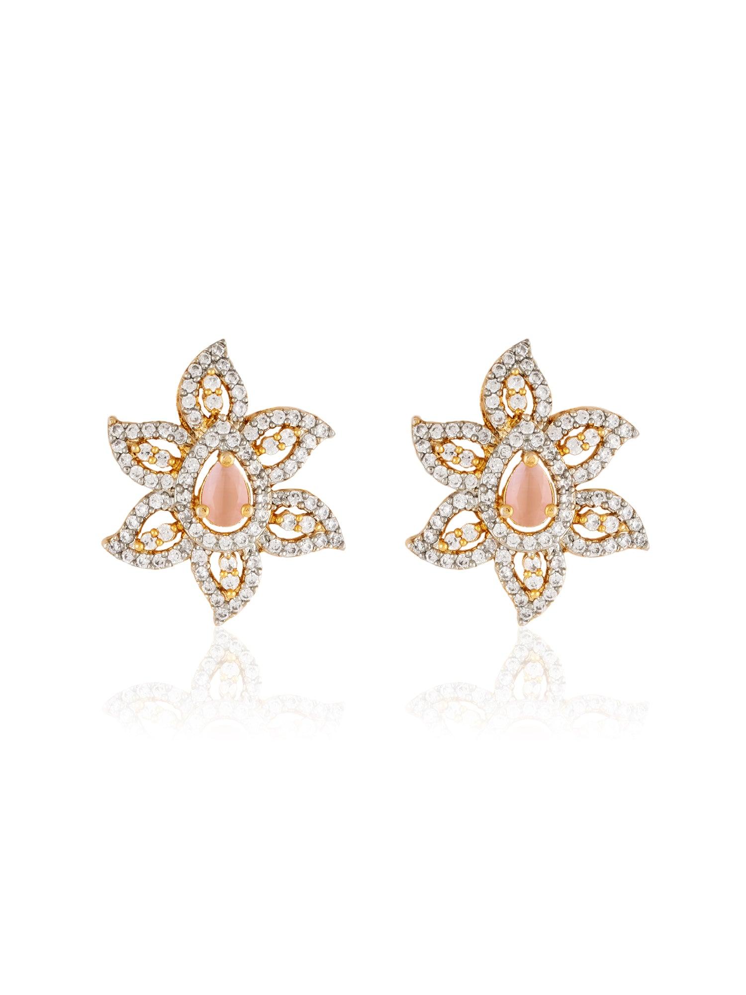 Coral Radiance Stud Necklace set - Dyulokha