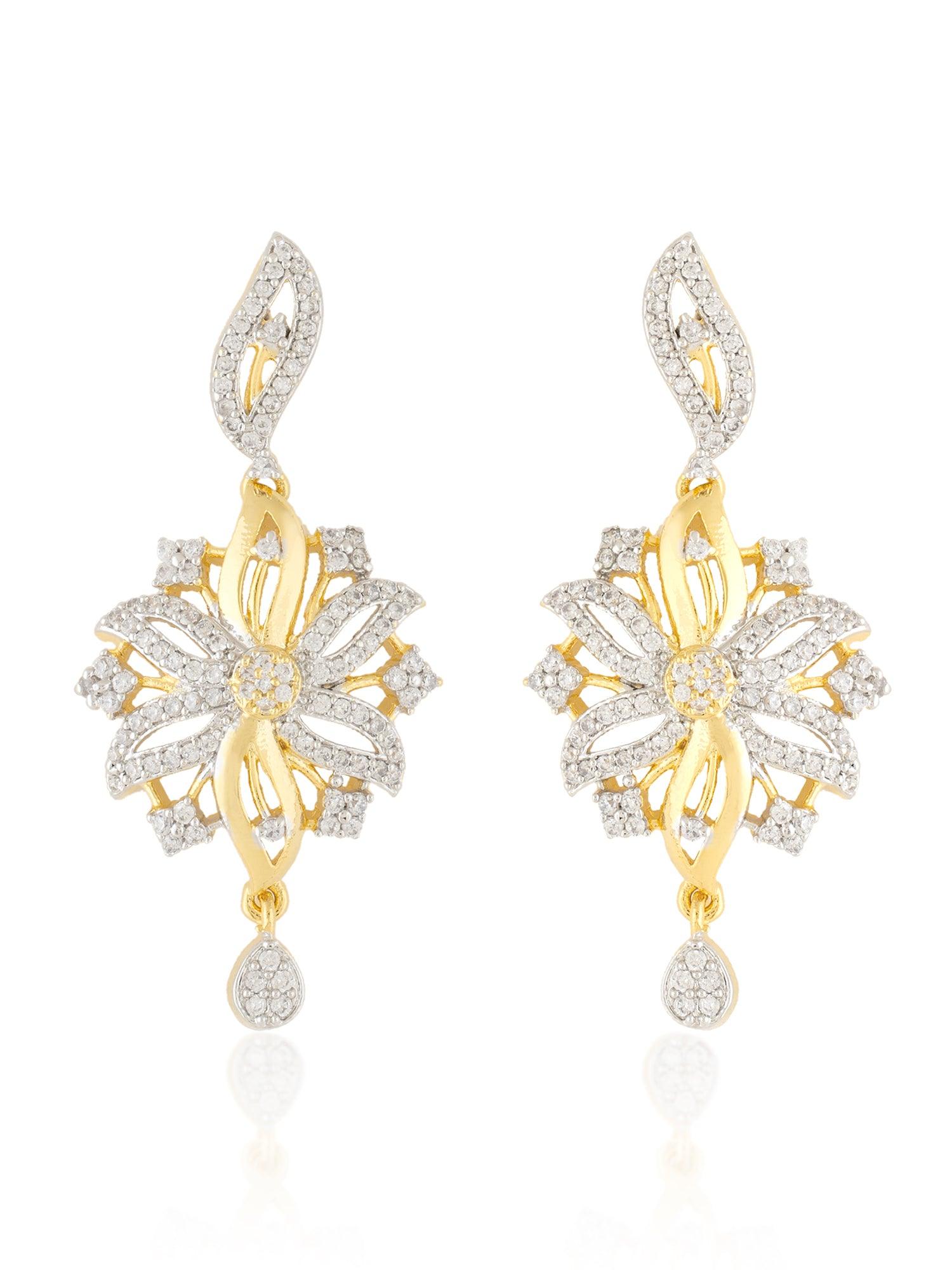 Floral CZ Gold Necklace Set - Dyulokha