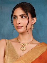 Shimmer Gold Ruby Emerald Necklace Set - Dyulokha