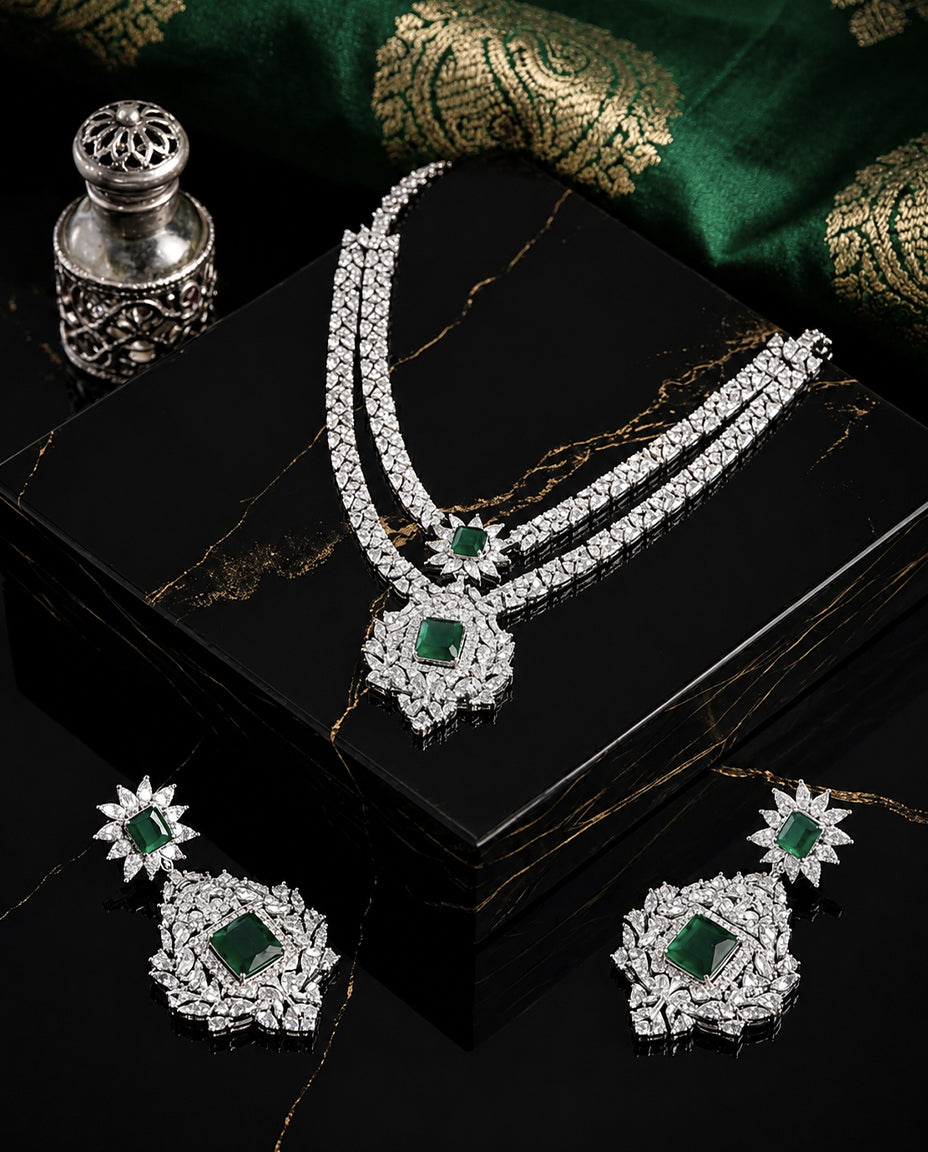 Emerald Brilliance Diamond Necklace Set