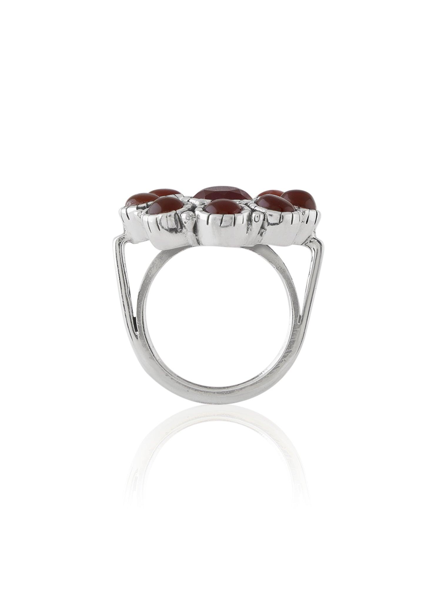Blooming Flowery Carnelian Ring - Dyulokha